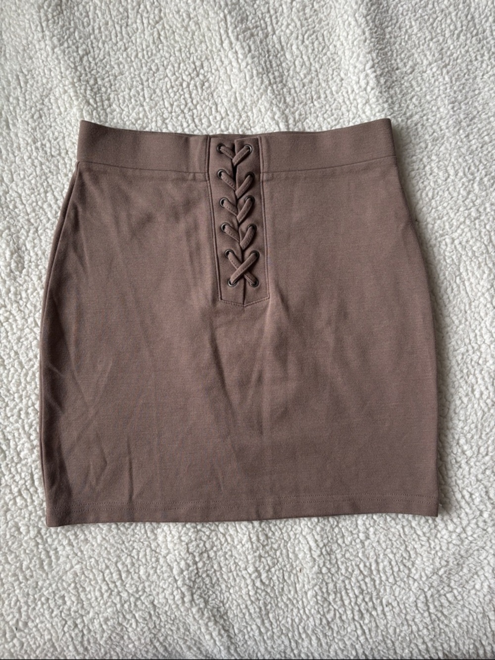 Forever 21 Tan Lace-Up Knit Mini Skirt